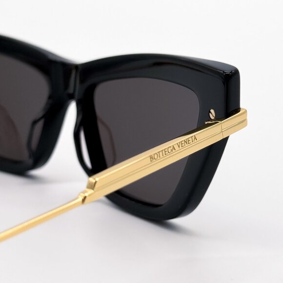 NEW BOTTEGA VENETA BV1241S 001 SUNGLASSES WOMEN BLACK GOLD CAT EYE SUNGLASSES - Picture 8 of 11